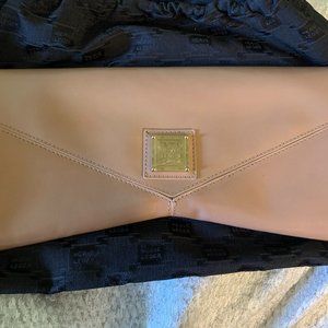Herve Leger Leather Nude "Ruby" Clutch Bag